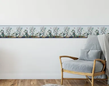 MIRART Peacock Garden Peel and Stick Wallpaper Border |5.25 Inch Width, 5 ft Length |Self-Adhesive Decorative Border for Walls thumbnail 2