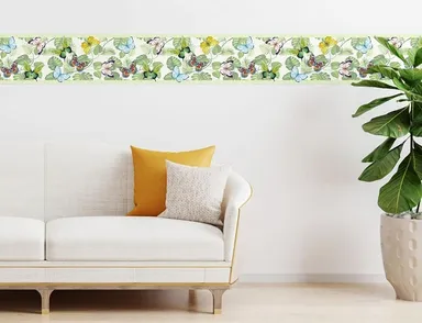 MIRART Butterflies and Tropical Nigeria Peel and Stick Wallpaper Border |5.25 inch Width by 5 ft Length, Decorative Wall Border for Living Room and Bedroom thumbnail 3