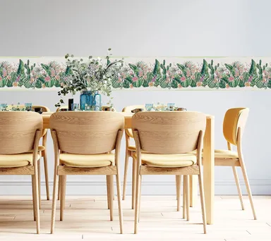 MIRART Cactus Flowers Peel and Stick Wallpaper Border |5.25 inch Width, 5 ft Length | Removable, Self-Adhesive Home Wall Decor thumbnail 1