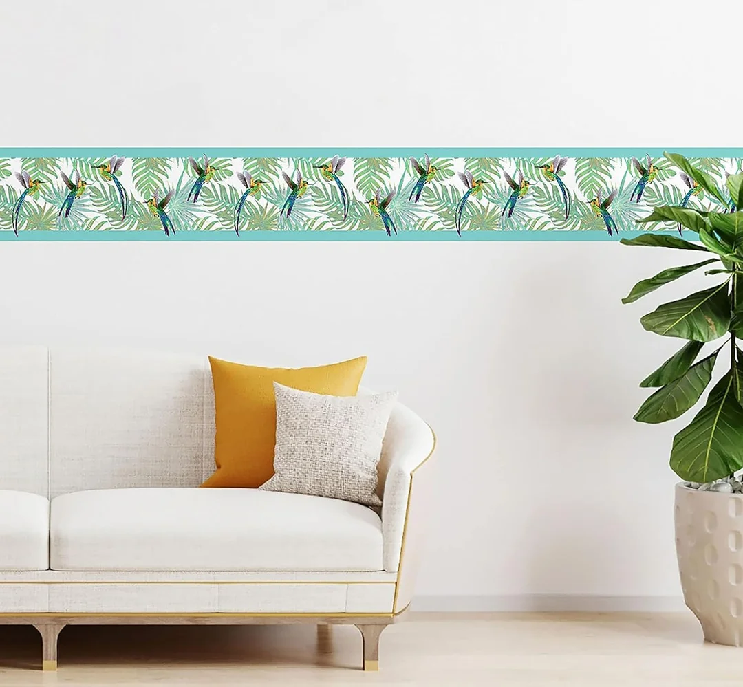 MIRART Cranes and Grasshoppers Peel and Stick Wallpaper Border |5.25 Inch Width x 5 ft Length for Kids Room & Nursery image 1