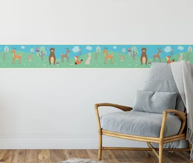 Peel and Stick Forest Animals Wallpaper Border by MIRART |Removable 5.25 Inch x 5 Ft |Ideal for Kids Room and Nurseryjhdgxcn thumbnail 2