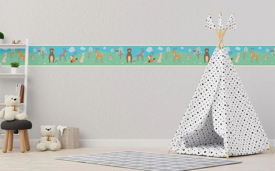 Peel and Stick Forest Animals Wallpaper Border by MIRART |Removable 5.25 Inch x 5 Ft |Ideal for Kids Room and Nurseryjhdgxcn image 4