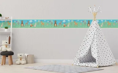 Peel and Stick Forest Animals Wallpaper Border by MIRART |Removable 5.25 Inch x 5 Ft |Ideal for Kids Room and Nurseryjhdgxcn thumbnail 3