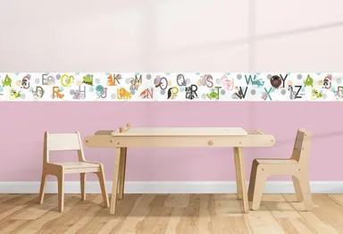 MIRART Animals Alphabet Peel and Stick Wallpaper Border for Kids | 5.25 inch x 5 ft Long, Animal| Themed Wall Border for Children’s Room thumbnail 1