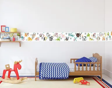 MIRART Animals Alphabet Peel and Stick Wallpaper Border for Kids | 5.25 inch x 5 ft Long, Animal| Themed Wall Border for Children’s Room thumbnail 2