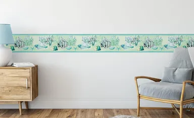 MIRART Coral and Seashells Peel and Stick Wallpaper Border |5.25 Width by 5 ft Length for Ocean| Themed Room Decor thumbnail 2