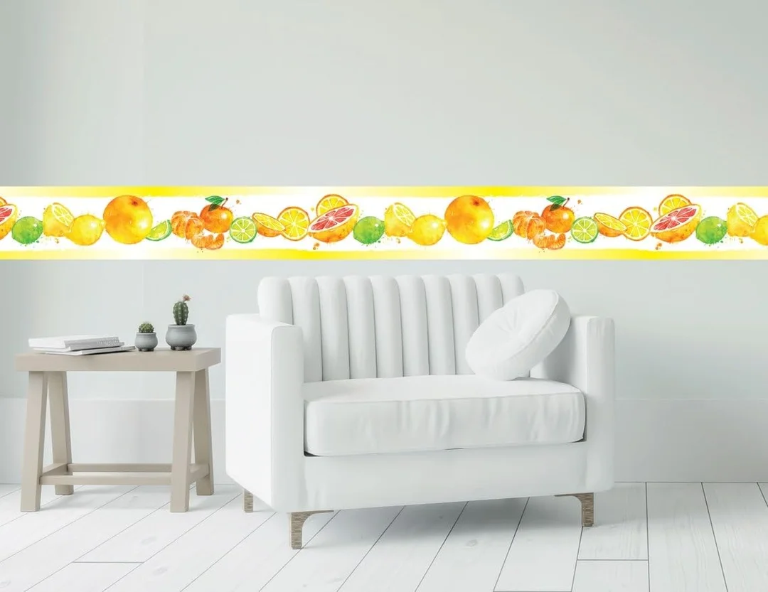 MIRART Citrus Splash Peel and Stick Wallpaper Border| 5.25 inch Width, Removable Decorative Border for Home Improvement image 2