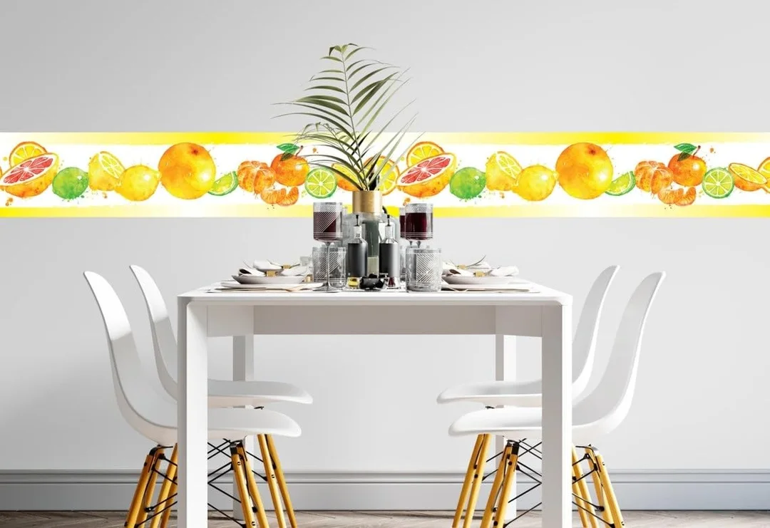 MIRART Citrus Splash Peel and Stick Wallpaper Border| 5.25 inch Width, Removable Decorative Border for Home Improvement image 3
