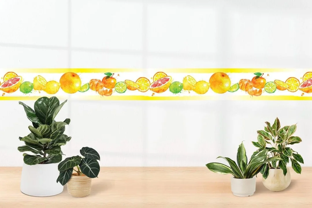 MIRART Citrus Splash Peel and Stick Wallpaper Border| 5.25 inch Width, Removable Decorative Border for Home Improvement image 1