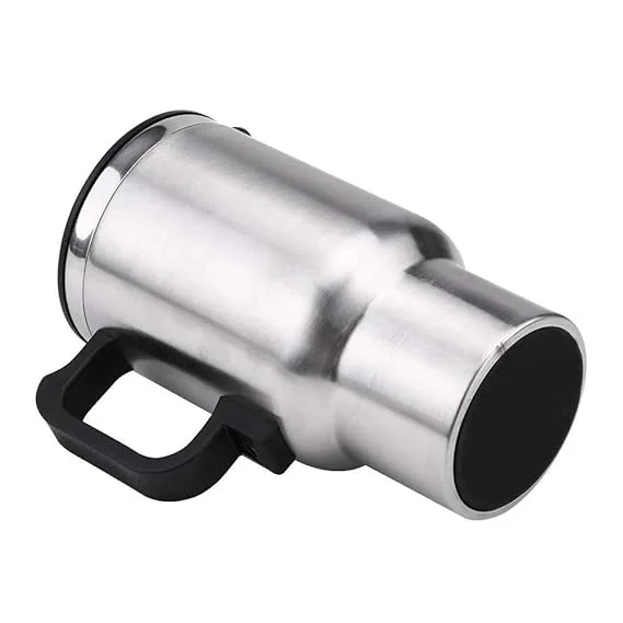 Premium Stainless Steel 12V Car Charging Electric Kettle Mug |Travel Heated Coffee |Tea Thermos Cup for Vehicles, Silver | Auto Hot Beverage Warmer India image 3