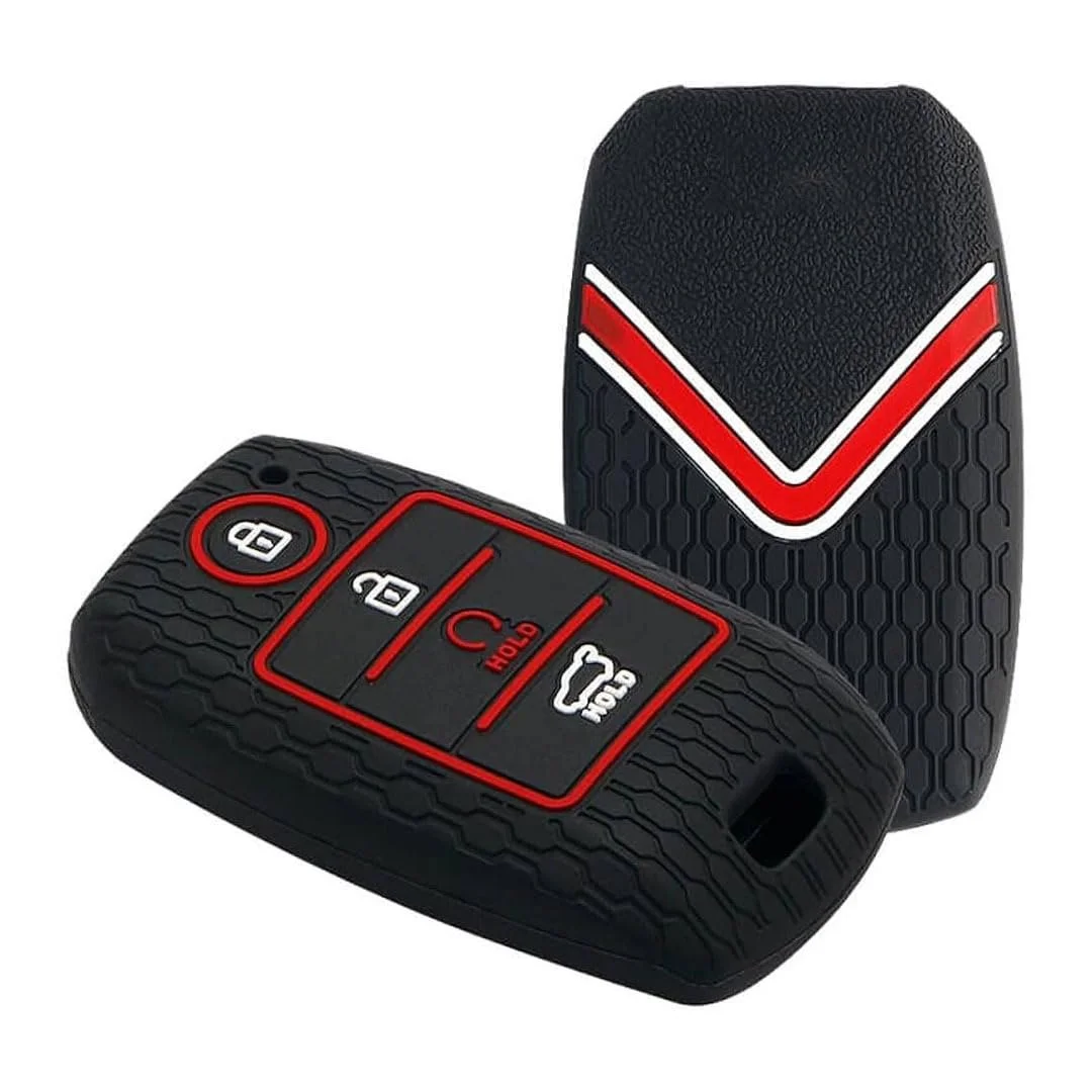 Silicone Key Cover for Kia Seltos 4-Button Smart Key Fly Master | Red Protective Case for Sonet Push Button Start Kia Carens image 1