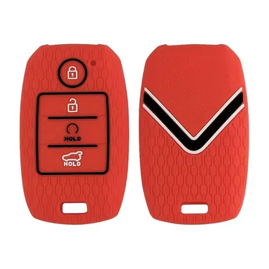 Silicone Key Cover for Kia Seltos 4-Button Smart Key Fly Master | Red Protective Case for Sonet Push Button Start Kia Carens thumbnail 1