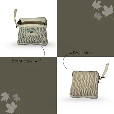  FIBERGOLD Hemp Coin Purse with Zipper Closure | Organic Hemp Wallet & Cotton Pouch for Makeup, Coins & Essentials, Brown Coin Purse  thumbnail 2