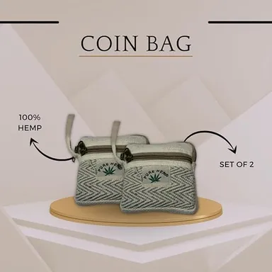  FIBERGOLD Hemp Coin Purse with Zipper Closure | Organic Hemp Wallet & Cotton Pouch for Makeup, Coins & Essentials, Brown Coin Purse  thumbnail 3