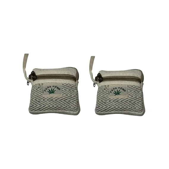 FIBERGOLD Hemp Coin Purse with Zipper Closure | Organic Hemp Wallet & Cotton Pouch for Makeup, Coins & Essentials, Brown Coin Purse image 1