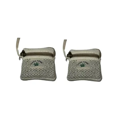  FIBERGOLD Hemp Coin Purse with Zipper Closure | Organic Hemp Wallet & Cotton Pouch for Makeup, Coins & Essentials, Brown Coin Purse  thumbnail 0