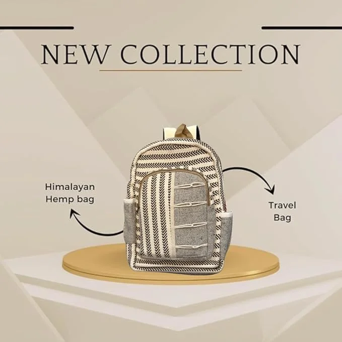 FIBREGOLD Eco-Friendly Handmade Laptop Hemp Backpack | Sustainable, Durable, Stylish Travel Bag for Laptops |Pure Himalayan Brown Backpack image 2