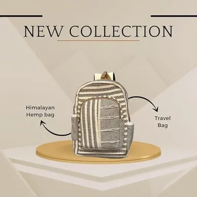 FIBREGOLD Eco-Friendly Handmade Laptop Hemp Backpack | Sustainable, Durable, Stylish Travel Bag for Laptops |Pure Himalayan Brown Backpack thumbnail 1
