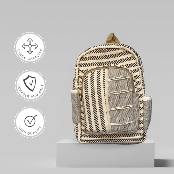 FIBREGOLD Eco-Friendly Handmade Laptop Hemp Backpack | Sustainable, Durable, Stylish Travel Bag for Laptops |Pure Himalayan Brown Backpack image 4