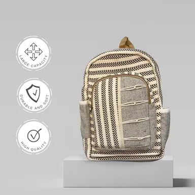 FIBREGOLD Eco-Friendly Handmade Laptop Hemp Backpack | Sustainable, Durable, Stylish Travel Bag for Laptops |Pure Himalayan Brown Backpack thumbnail 3