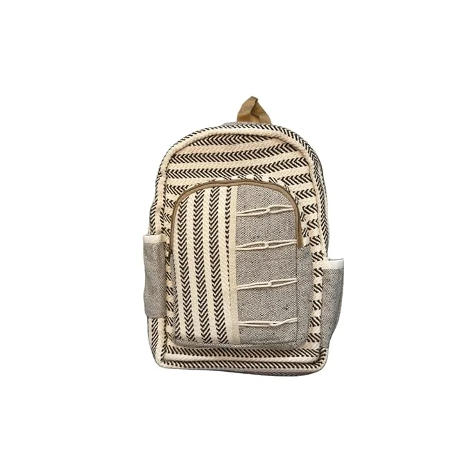 FIBREGOLD Eco-Friendly Handmade Laptop Hemp Backpack | Sustainable, Durable, Stylish Travel Bag for Laptops |Pure Himalayan Brown Backpack image 1