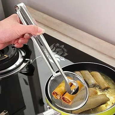Ahina Premium Food Strainer for Frying | Stainless Steel Jhara with Heat-Resistant Handle for Home & Restaurant Use thumbnail 0