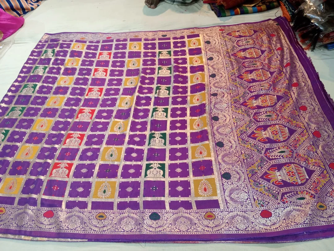 Banarasi Resham Cotton Gharchola Saree for Wedding Online India | Traditional Bridal Gharchola, Resham Cotton Saree image 1