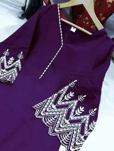 Latest Women Kurta Set Online India | Cotton Rayon Embroidered Kurta Set thumbnail 6