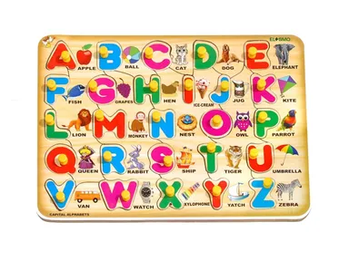 EL SMO Wooden Alphabet Tray Toy | preschool learning kit for toddlers | colourful capital alphabet board educational wooden toy  thumbnail 3