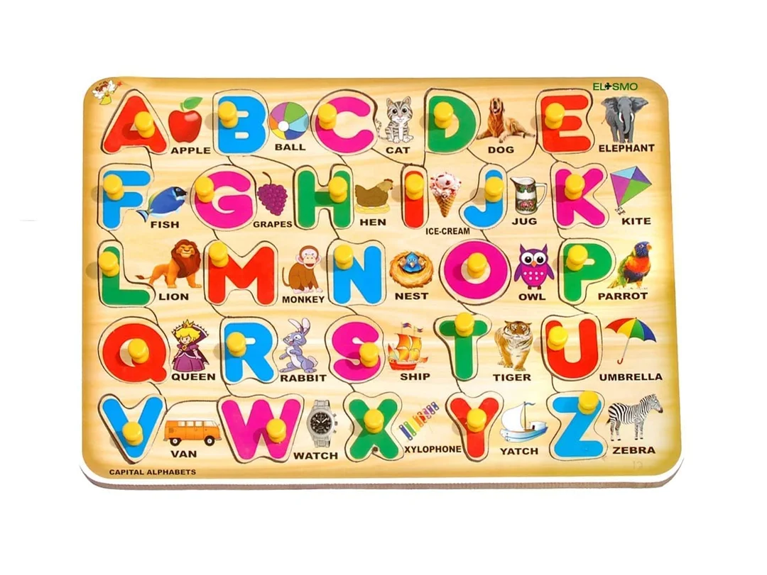 EL SMO Wooden Alphabet Tray Toy | preschool learning kit for toddlers | colourful capital alphabet board educational wooden toy  image 6