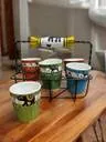 Ceramic Tea Cup Set | VIBHSA Pack of 6 Multicolor Tea Cups with Metal Glass Stand | Microwave & Dishwasher Safe thumbnail 0