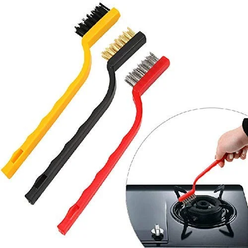 3-in-1 Wire Brush Set for Kitchen & Grill Cleaning | Varsha Creation Brass, Nylon & Stainless Steel Brushes image 4