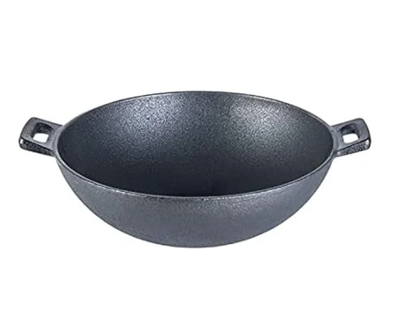 Forza Cast-Iron Kadhai 24 cm | Pre-Seasoned Induction Friendly Cookware 1.9L | Best for Frying, Sauteing & Cooking| Varsha Creation image 2