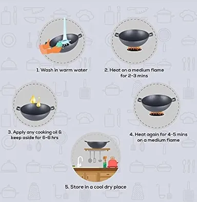 Forza Cast-Iron Kadhai 24 cm | Pre-Seasoned Induction Friendly Cookware 1.9L | Best for Frying, Sauteing & Cooking| Varsha Creation thumbnail 3