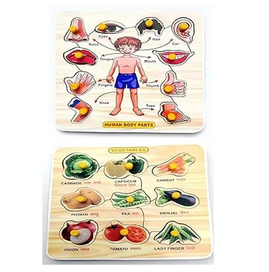 EL SMO Wooden Human Body Parts Puzzle| Educational Montessori Jigsaw for Kids and Adults, Pack of 2 | Ideal Learning Toy for Toddlers and Preschoolers thumbnail 0