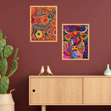 RADHE SHOPPEE Wall Paintings Set of Two | Large Framed Wall Art for Living Room Bedroom | Home Decoration and Office Wall.  thumbnail 1