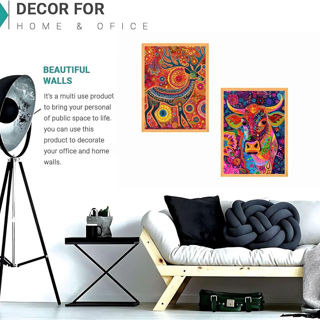 RADHE SHOPPEE Wall Paintings Set of Two | Large Framed Wall Art for Living Room Bedroom | Home Decoration and Office Wall.  image 3