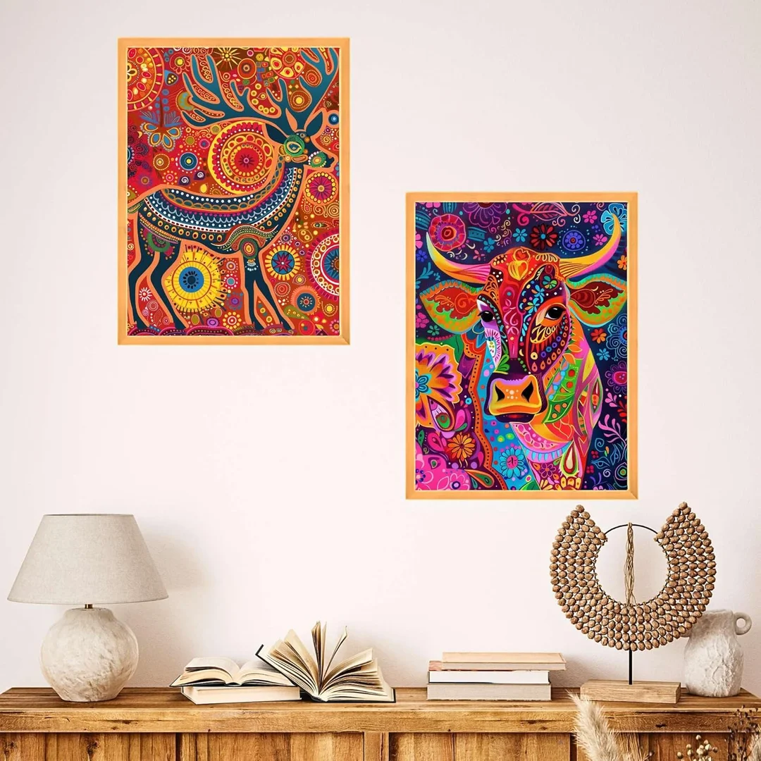 RADHE SHOPPEE Wall Paintings Set of Two | Large Framed Wall Art for Living Room Bedroom | Home Decoration and Office Wall.  image 1