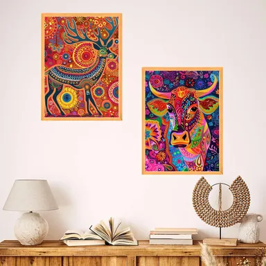 RADHE SHOPPEE Wall Paintings Set of Two | Large Framed Wall Art for Living Room Bedroom | Home Decoration and Office Wall.  thumbnail 0