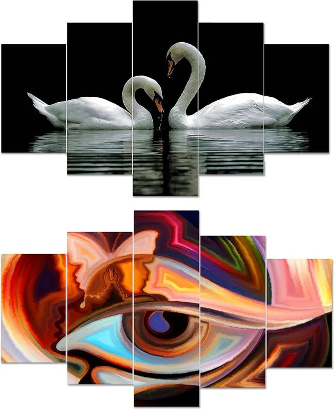 3D Wall Paintings Set of Five | MDF Framed Wall Art for Home Decoration | Large Living Room Bedroom Decorative Wall Paintings 24x50 inch DR 45 | RADHE SHOPPEE image 2