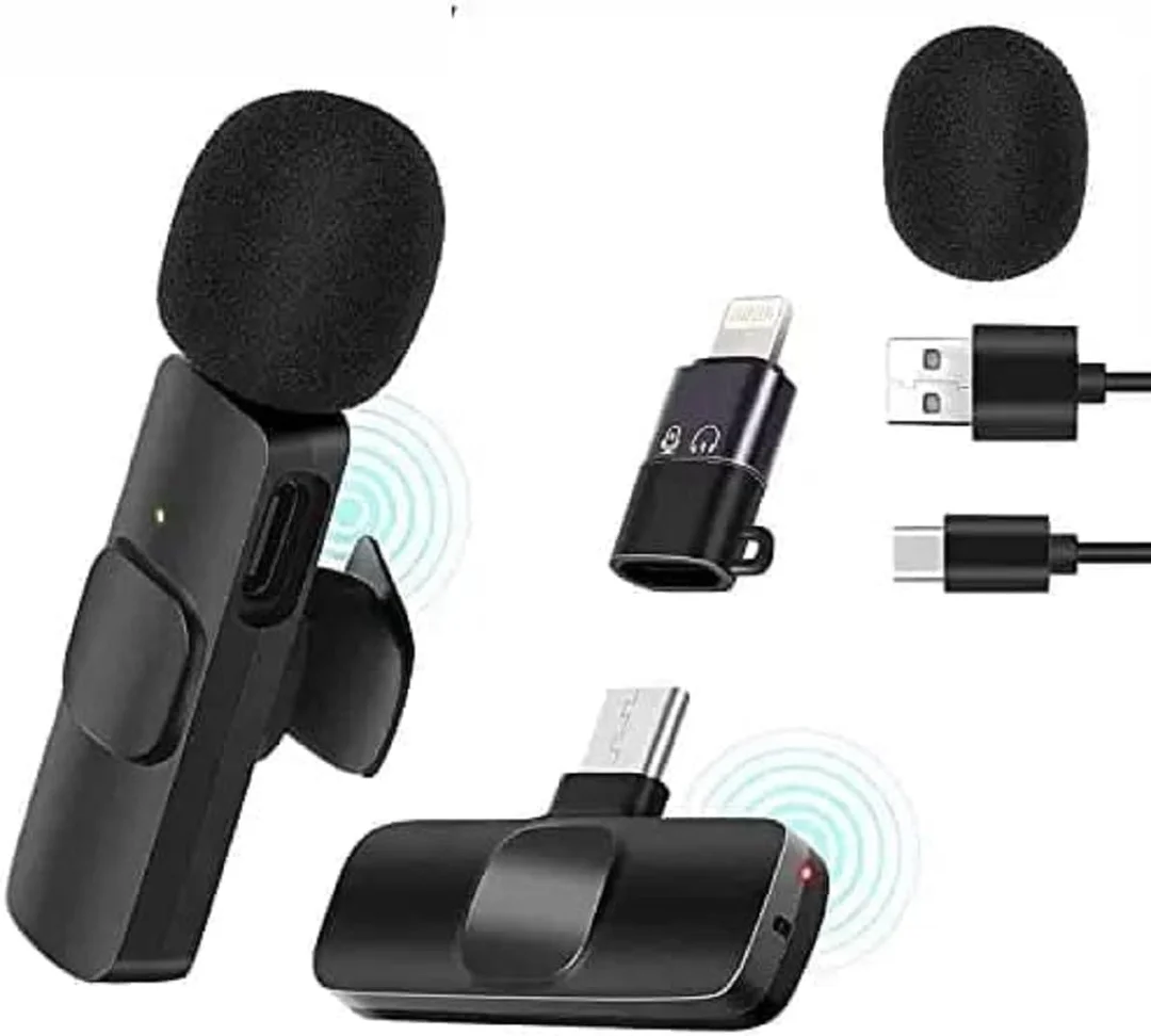EL SMO K8 Wireless Clip Microphone India | Mini Portable Digital Mic with Receiver Type C Lightning Port for Vlogging YouTube Zoom Online Classes image 1