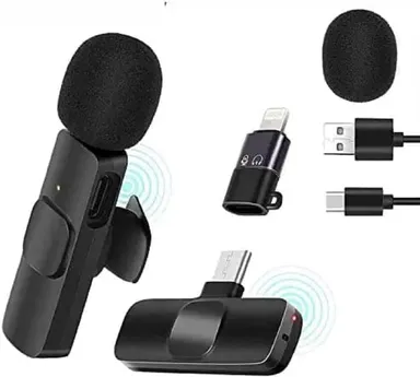 EL SMO K8 Wireless Clip Microphone India | Mini Portable Digital Mic with Receiver Type C Lightning Port for Vlogging YouTube Zoom Online Classes thumbnail 0