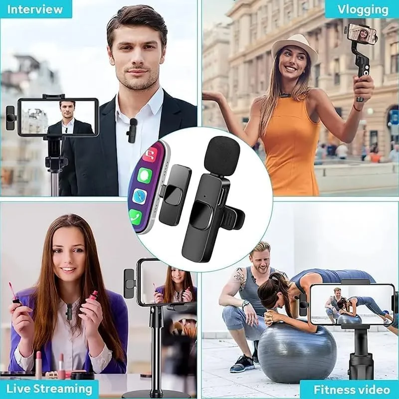 EL SMO K8 Wireless Clip Microphone India | Mini Portable Digital Mic with Receiver Type C Lightning Port for Vlogging YouTube Zoom Online Classes image 4