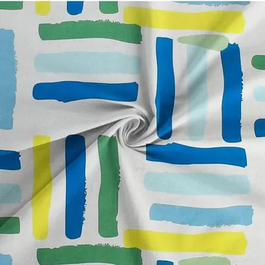 WIGGLY Premium White Cotton Geometric Elastic Fitted King Size Bedsheet 72 x 78 x 8 Inches with 2 Pillow Covers | Soft & Durable Bedding  thumbnail 1