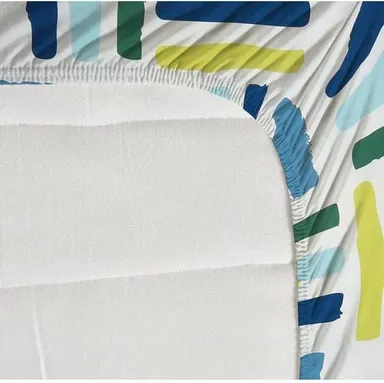 WIGGLY Premium White Cotton Geometric Elastic Fitted King Size Bedsheet 72 x 78 x 8 Inches with 2 Pillow Covers | Soft & Durable Bedding  thumbnail 2