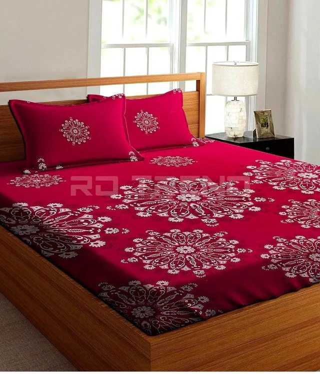 RD TREND 210 TC Microfiber King Floral Fitted Bedsheet | Elastic King Size Bed Sheet | Soft & Durable Multicolor 2 Pillow Covers image 1
