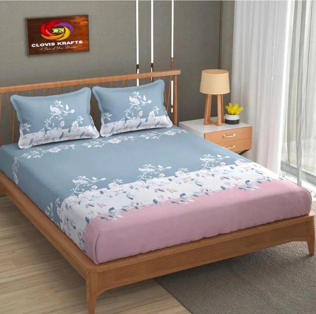 Microfiber King Printed Fitted Bedsheet | Elastic Bedsheet for King Bed image 1