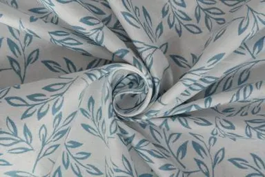 Cotton 360 Printed Elastic Fitted Bedsheet King Size Double Bed with 2 Pillow Covers 72 x 78 + 8 Inches White Blue 210 TC  thumbnail 1