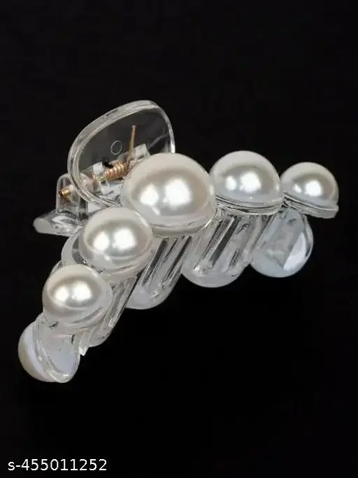 Huge Pearl Hair Claw Clip| Elega Hairpin, Fashion Women Hair Accessory| Cute Girlish Hair Claw Clips| Pearl Hair Claw Clip for Thick Hair| Stylish Hairpin for Women image 1
