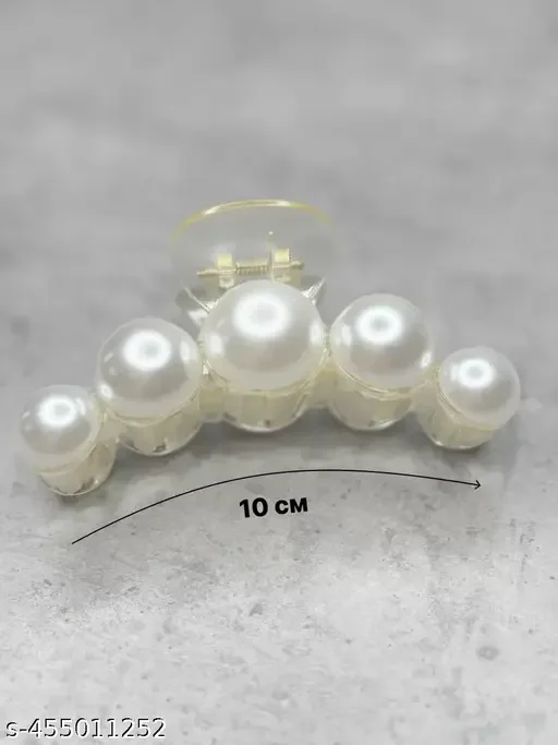 Huge Pearl Hair Claw Clip| Elega Hairpin, Fashion Women Hair Accessory| Cute Girlish Hair Claw Clips| Pearl Hair Claw Clip for Thick Hair| Stylish Hairpin for Women image 2